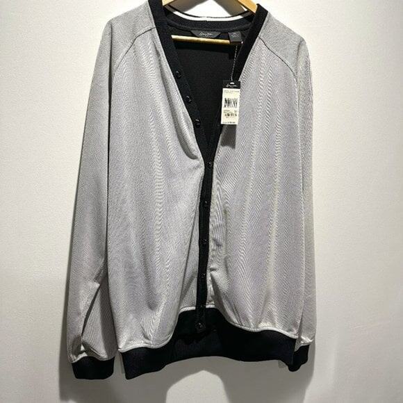 Sean John Men’s Cardigan Sweater Button Front Black Gray Jacket - Size XXL, New - Picture 1 of 5